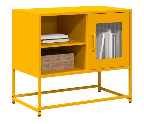 Mueble para TV de acero amarillo mostaza 68x39x60,5 cm