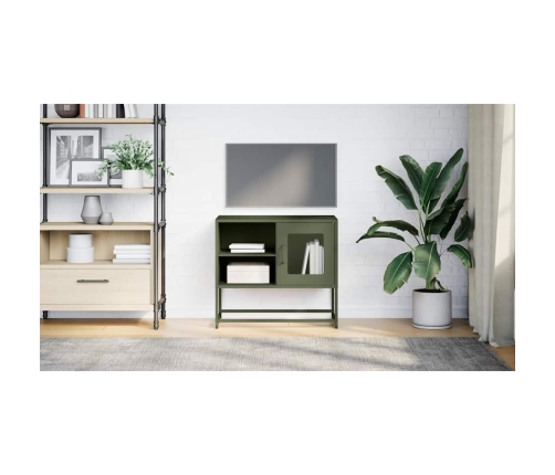 Mueble para TV de acero verde oliva 68x39x60,5 cm