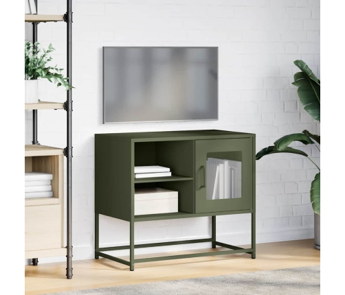 Mueble para TV de acero verde oliva 68x39x60,5 cm