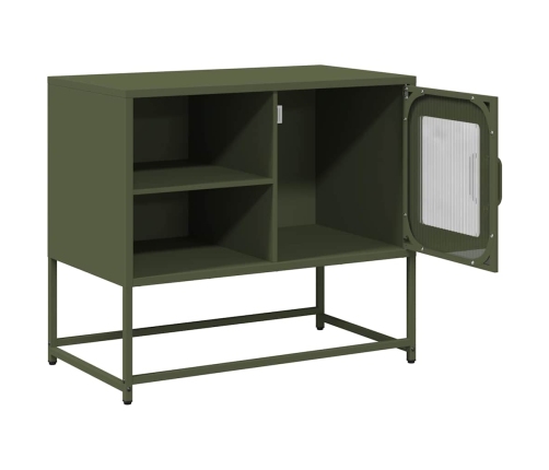 Mueble para TV de acero verde oliva 68x39x60,5 cm