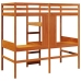 Cama alta escritorio y estantes madera maciza marrón 90x200 cm