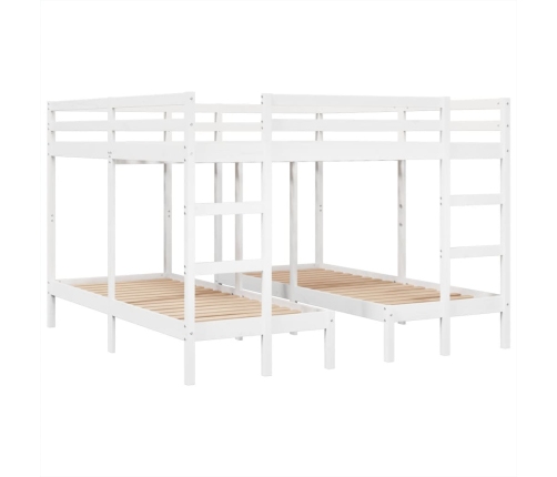 Litera triple madera maciza de pino blanca 200x200/80x200 cm