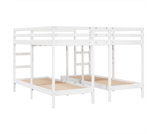 Litera triple madera maciza de pino blanca 200x200/80x200 cm