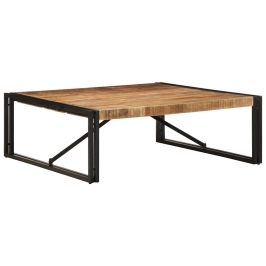 Mesa de centro de madera maciza de mango rugosa 100x100x35 cm