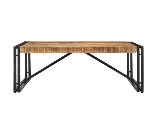 Mesa de centro de madera maciza de mango rugosa 100x100x35 cm