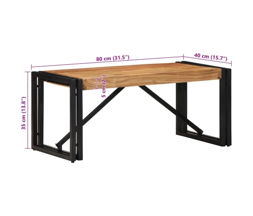 Mesa de centro 80x40x35 cm de madera maciza de acacia