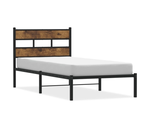Estructura de cama sin colchón metal roble ahumado 90x190 cm