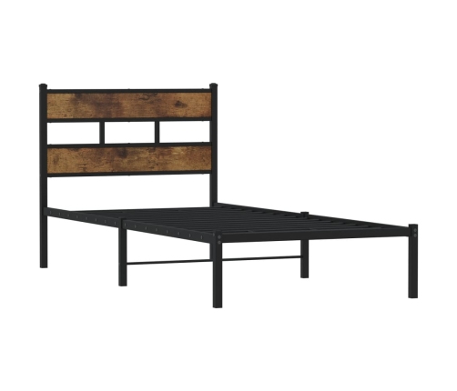 Estructura de cama sin colchón metal roble ahumado 90x190 cm