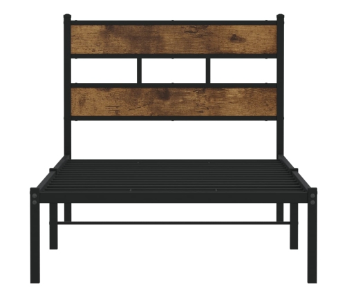 Estructura de cama sin colchón metal roble ahumado 90x190 cm