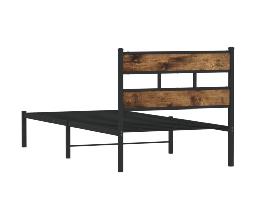 Estructura de cama sin colchón metal roble ahumado 90x190 cm