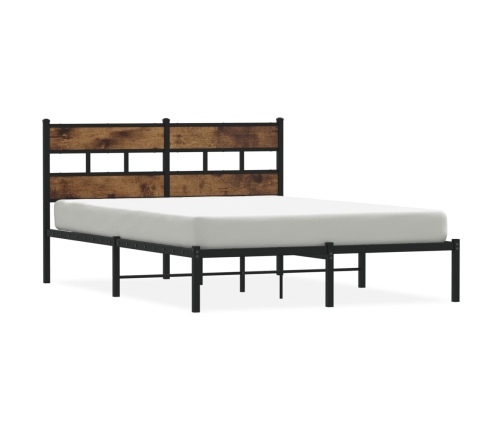 Estructura de cama sin colchón metal roble ahumado 140x190 cm