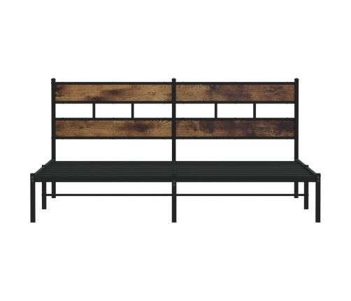 Estructura de cama sin colchón metal roble ahumado 183x213 cm