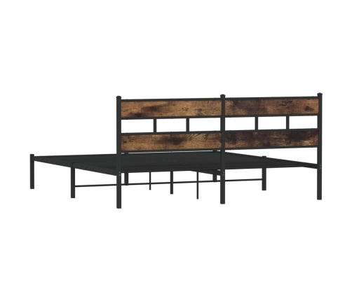 Estructura de cama sin colchón metal roble ahumado 183x213 cm