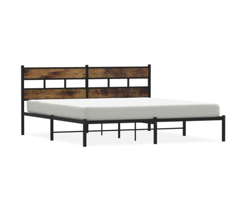 Estructura de cama sin colchón metal roble ahumado 193x203 cm