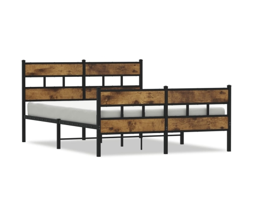 Estructura de cama sin colchón metal roble ahumado 140x200 cm
