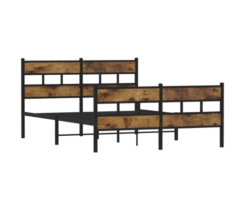 Estructura de cama sin colchón metal roble ahumado 140x200 cm