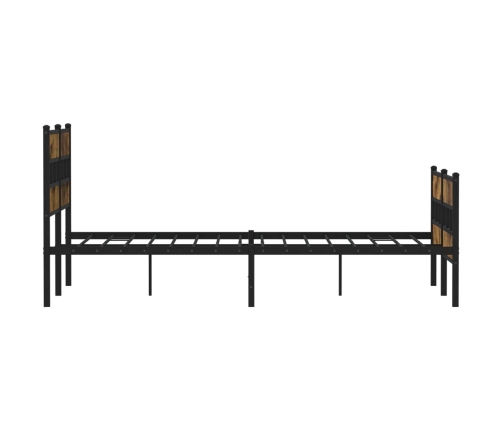 Estructura de cama sin colchón metal roble ahumado 140x200 cm