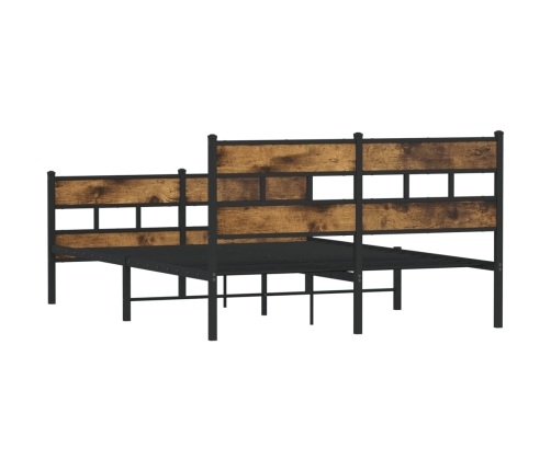 Estructura de cama sin colchón metal roble ahumado 140x200 cm