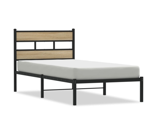 Estructura de cama sin colchón metal roble Sonoma 90x200 cm