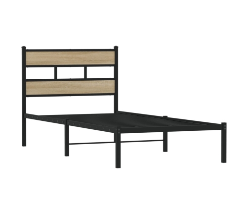 Estructura de cama sin colchón metal roble Sonoma 107x203 cm