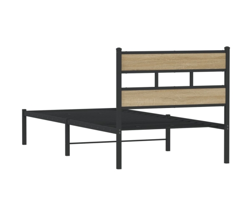 Estructura de cama sin colchón metal roble Sonoma 107x203 cm