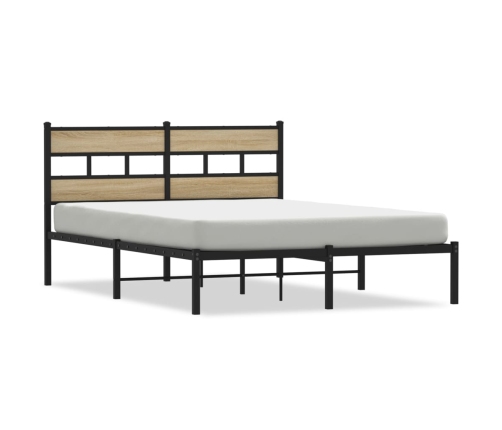 Estructura de cama sin colchón metal roble Sonoma 135x190 cm