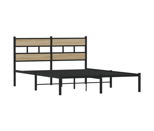 Estructura de cama sin colchón metal roble Sonoma 135x190 cm