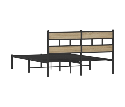 Estructura de cama sin colchón metal roble Sonoma 135x190 cm