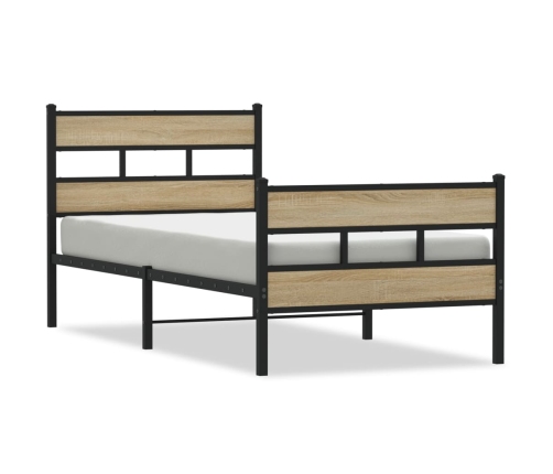 Estructura de cama sin colchón metal roble Sonoma 75x190 cm