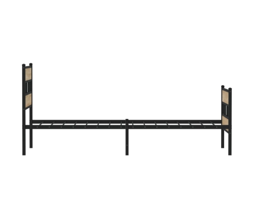 Estructura de cama sin colchón metal roble ahumado 100x190 cm