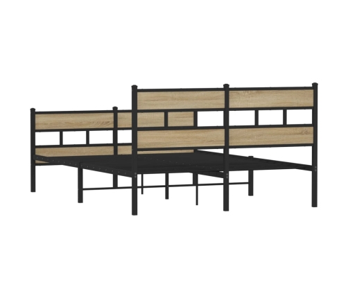 Estructura de cama sin colchón metal roble Sonoma 135x190 cm