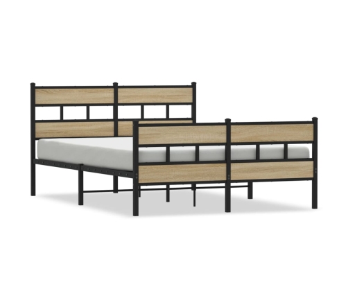 Estructura de cama sin colchón metal roble Sonoma 140x190 cm