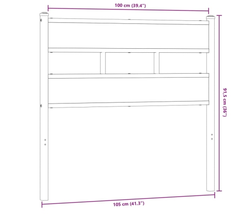 Cabecero de acero y madera de ingeniería roble Sonoma 100 cm