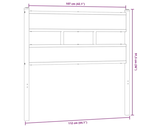 Cabecero de acero y madera de ingeniería roble 107 cm