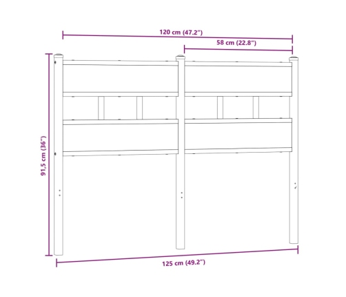 Cabecero de acero y madera de ingeniería roble 120 cm