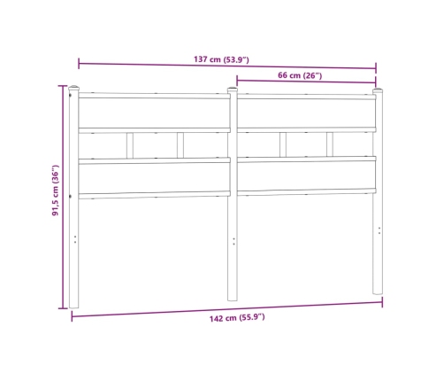 Cabecero de acero y madera de ingeniería roble Sonoma 135 cm