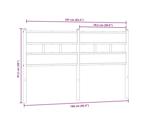 Cabecero de acero y madera de ingeniería roble Sonoma 160 cm