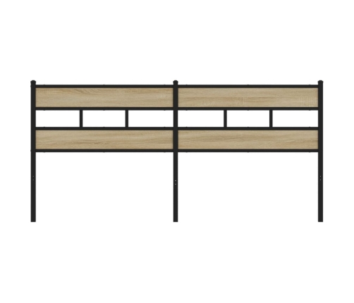 Cabecero de hierro y madera de ingeniería roble Sonoma 193 cm
