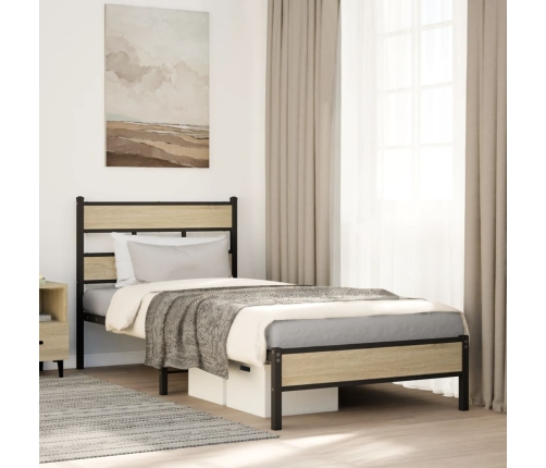 Estructura de cama sin colchón madera roble Sonoma 107x200 cm
