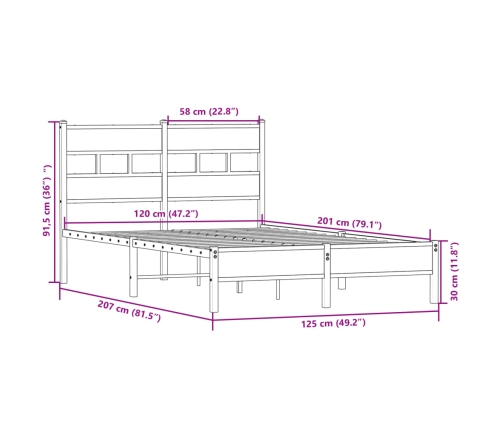 Estructura de cama sin colchón madera roble Sonoma 120x200 cm