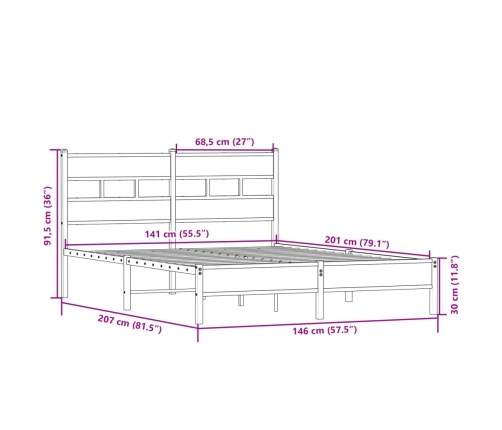 Estructura de cama sin colchón madera roble Sonoma 140x200 cm