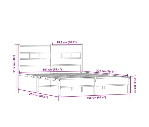 Estructura de cama madera de ingeniería roble Sonoma 160x200 cm