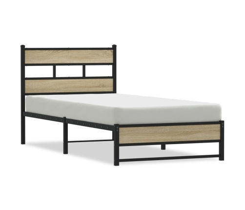 Estructura de cama sin colchón metal roble Sonoma 75x190 cm