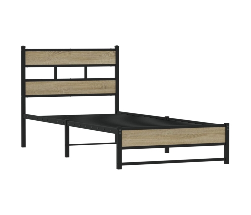 Estructura de cama sin colchón metal roble Sonoma 75x190 cm