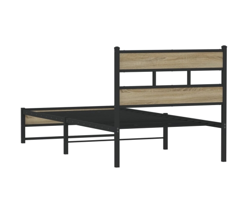 Estructura de cama sin colchón metal roble Sonoma 75x190 cm