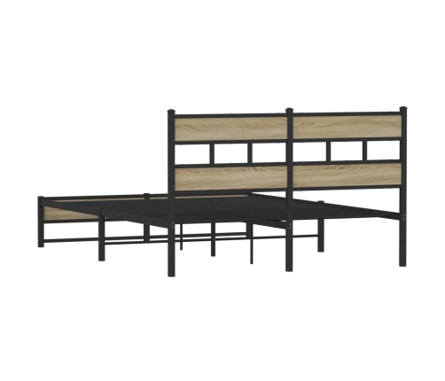 Estructura de cama sin colchón metal roble Sonoma 135x190 cm