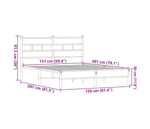 Estructura de cama sin colchón madera marrón roble 150x200 cm