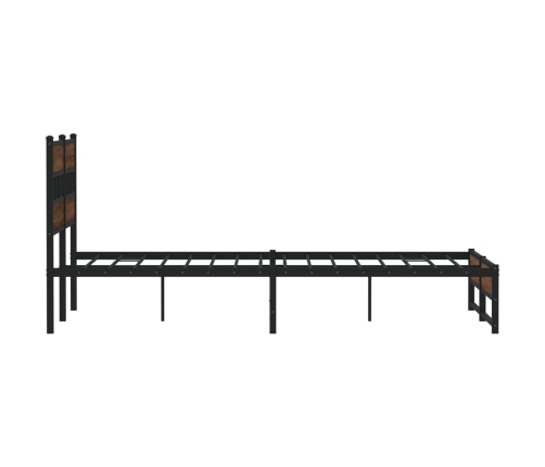 Estructura de cama sin colchón metal marrón roble 140x190 cm