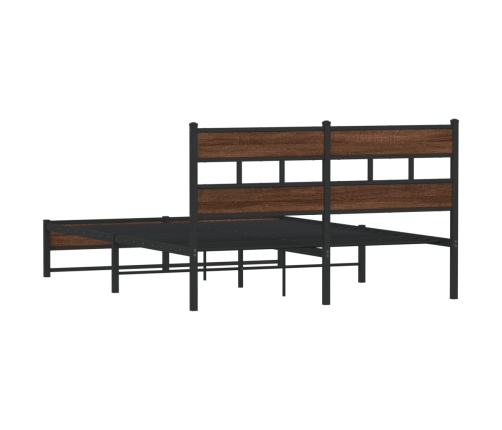 Estructura de cama sin colchón metal marrón roble 140x190 cm