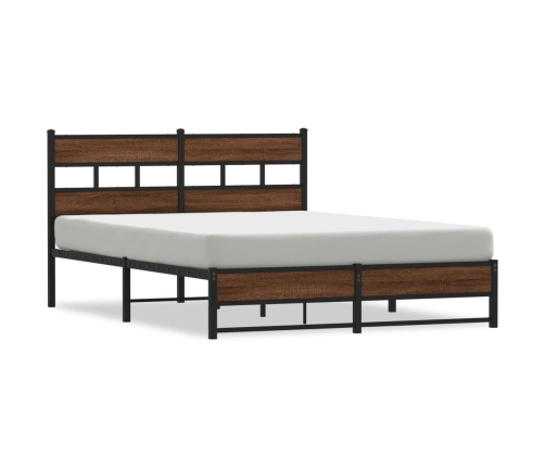 Estructura de cama sin colchón metal marrón roble 160x200 cm